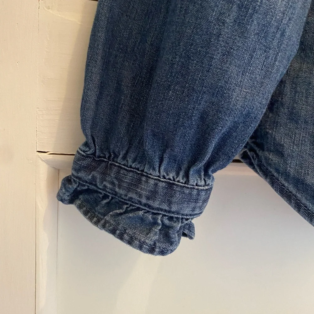 LOFT Denim Ruffle Top - Picture 4 of 5